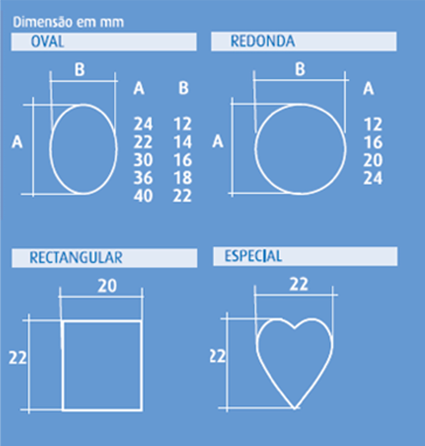 Dimensões das medalhas